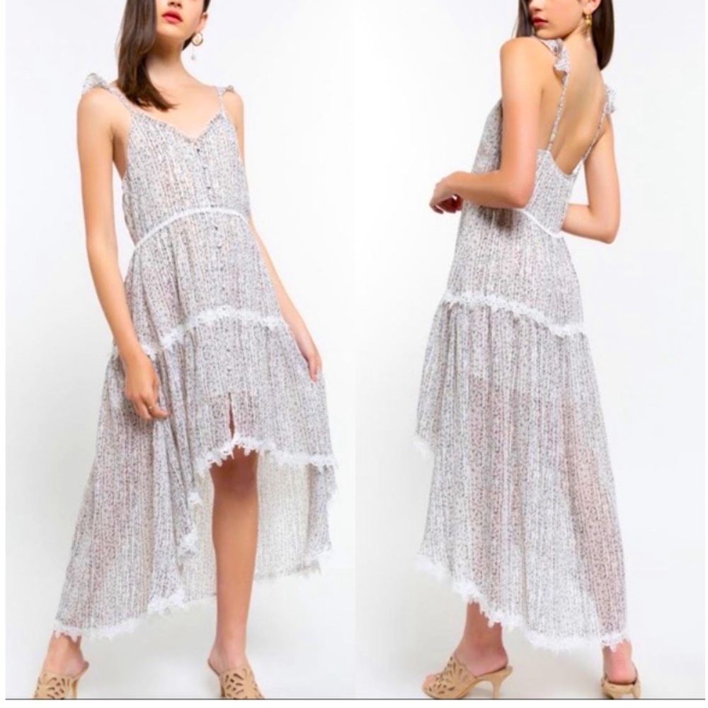 POL Off White Floral High Low Dress Size L